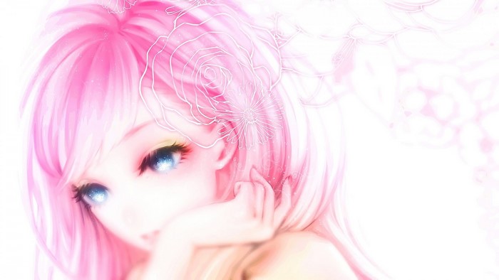 Megurine Luka from Vocaloid with pink hair and blue eyes