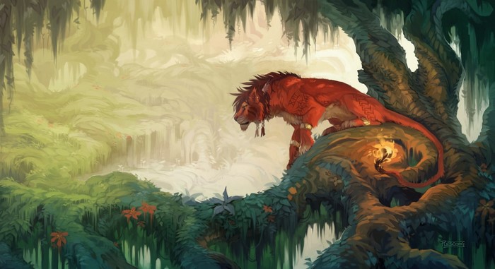 Final Fantasy VII Mythical Jungle Scene Illustration