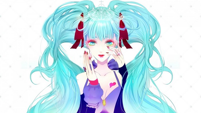 Hatsune Miku from Vocaloid with Aqua Hair and Eyes