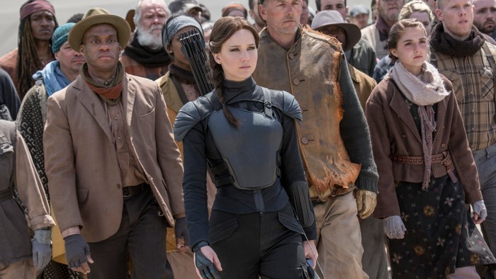 Katniss Everdeen and crowd from The Hunger Games