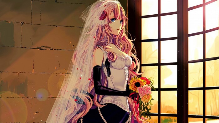 Megurine Luka from Vocaloid in a wedding dress