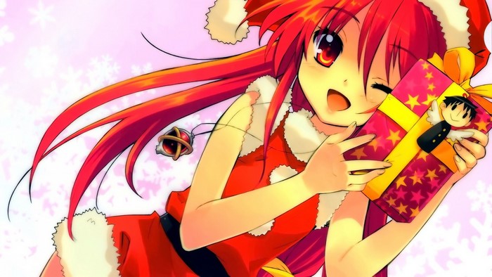 Shana from Shakugan no Shana holding a Christmas present