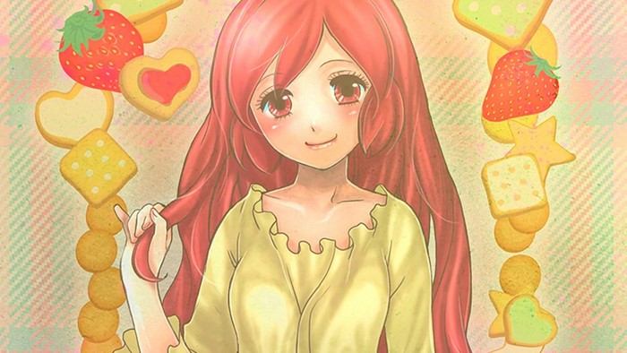 Serara from Log Horizon with cookies and strawberries