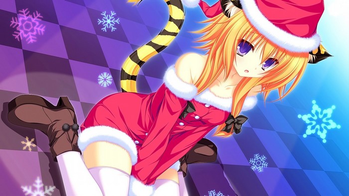 Momono Mao from Neko Koi wearing Christmas outfit