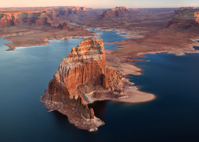 Sunset Over Rock Formation in Lake Powell, Utah-Arizona
