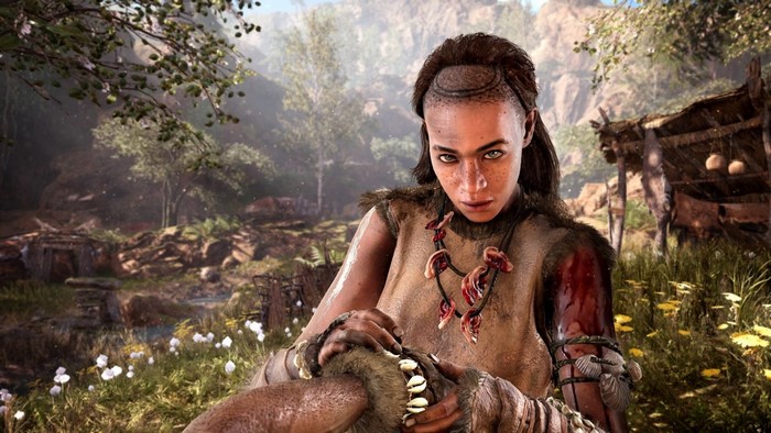Woman from Far Cry Primal in a forest setting