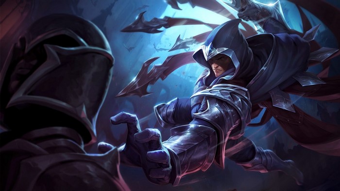 Talon from League of Legends fighting an armored opponent