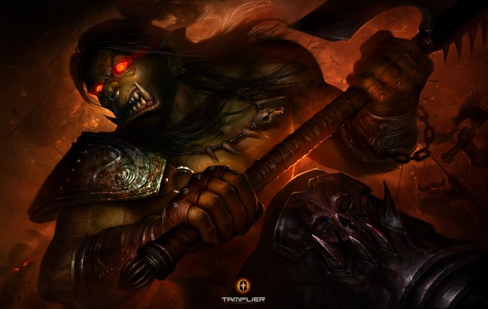 Orc Warlord with Axe in Fantasy Art