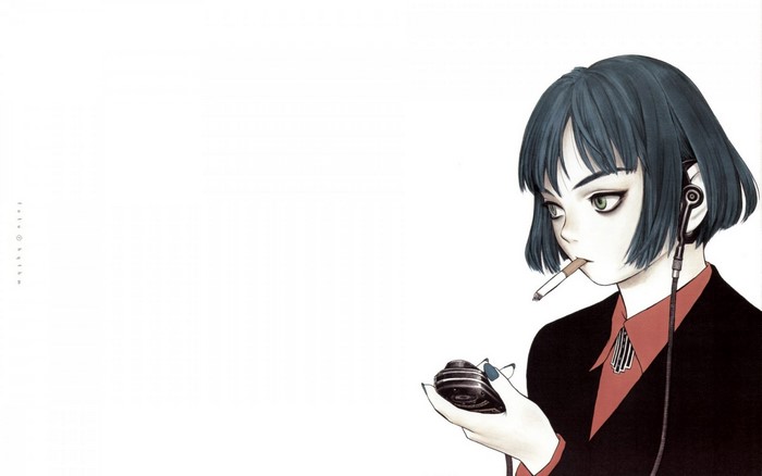 Girl with headphones and cigarette by Murata Range