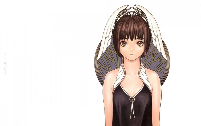 Anime girl with wings and dark dress
