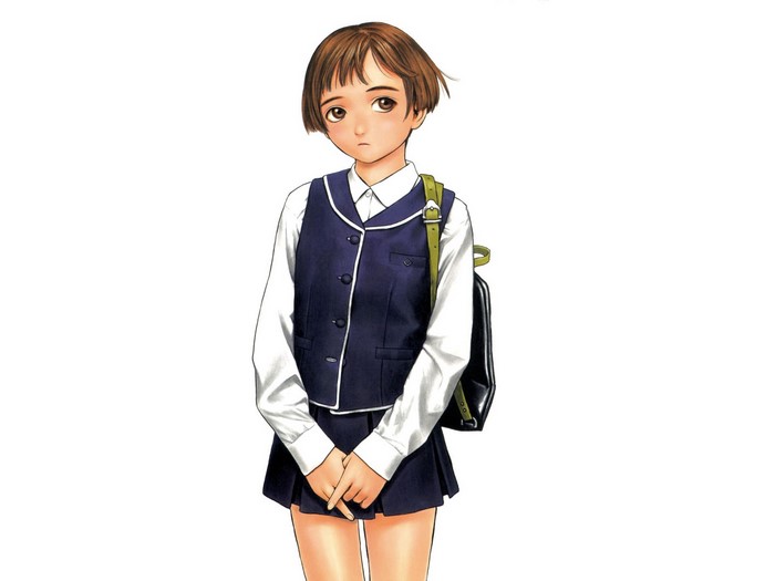 Anime girl in school uniform with backpack
