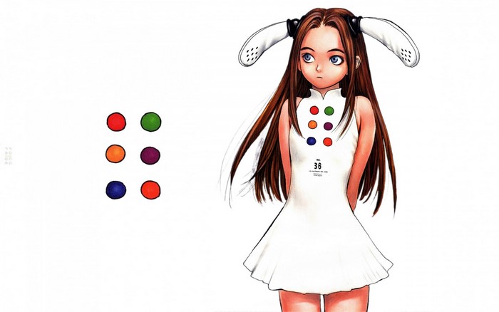 Girl with colorful dots and bunny ears