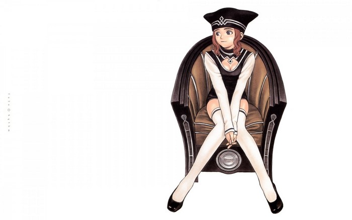 Girl in a chair with a hat