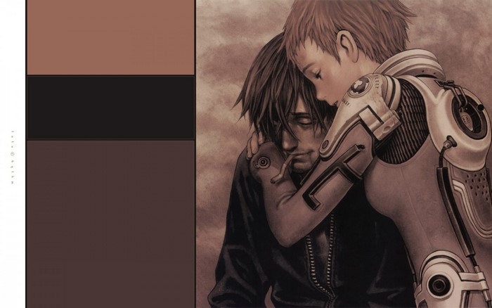Illustration of two characters from Blue Submarine No. 6