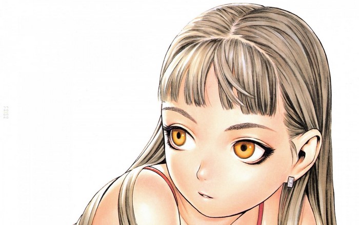 Anime girl with blonde hair and amber eyes