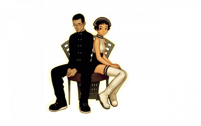 Illustration of a man and woman sitting on a chair