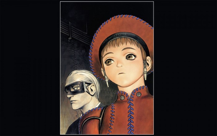 Illustration of two characters, one wearing a mask