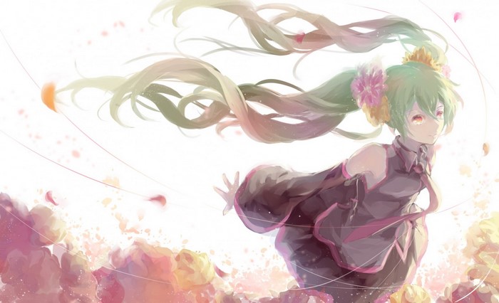 Hatsune Miku with flowers in her hair