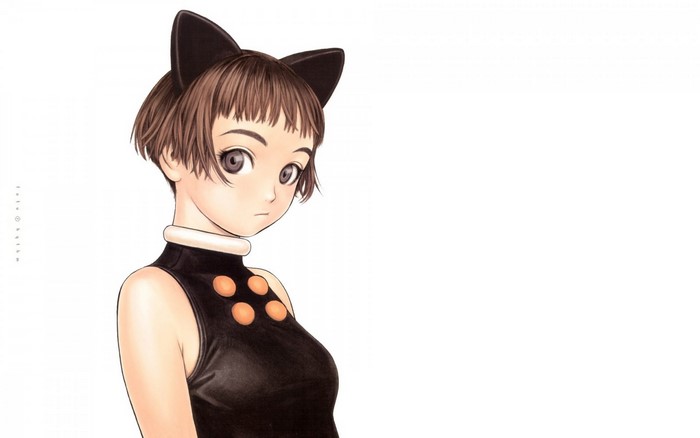 Anime girl with cat ears and black outfit