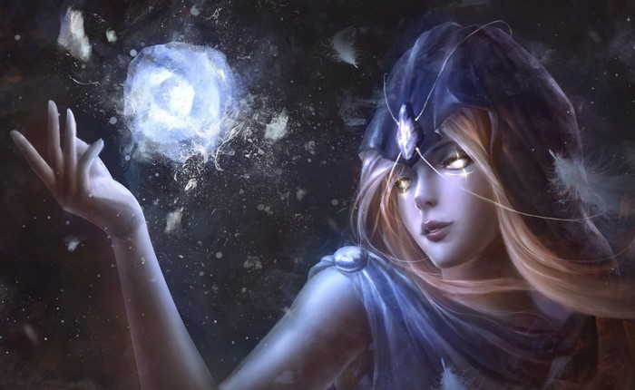 Fantasy art of a woman with a glowing orb