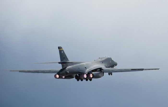 Rockwell B-1 Lancer bomber aircraft in flight