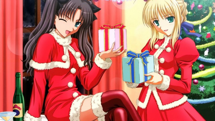 Saber and Tohsaka Rin from Fate Series with Christmas gifts
