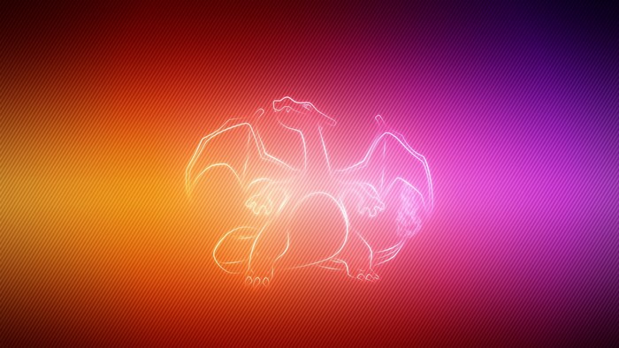Charizard from Pokemon with a gradient background