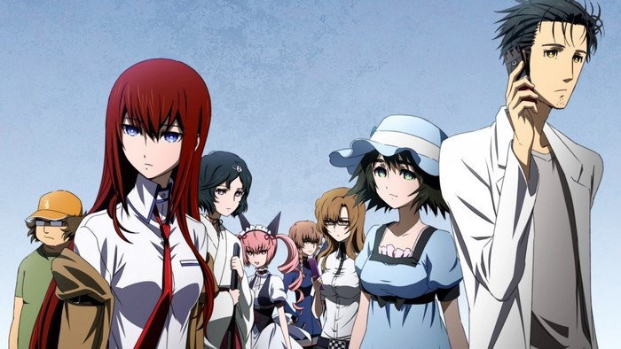 Steins;Gate characters including Makise Kurisu and Okabe Rintarou