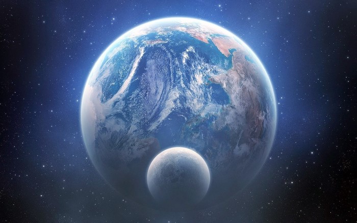 Earth and Moon in Space