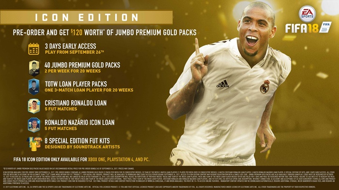 FIFA 18 Icon Edition pre-order bonuses