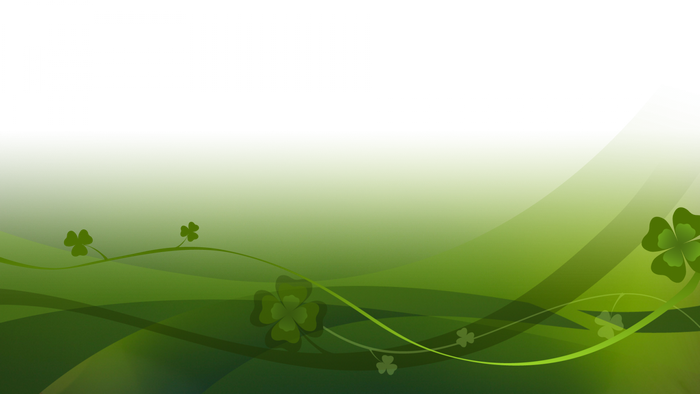 Abstract green background with clover leaves and lines