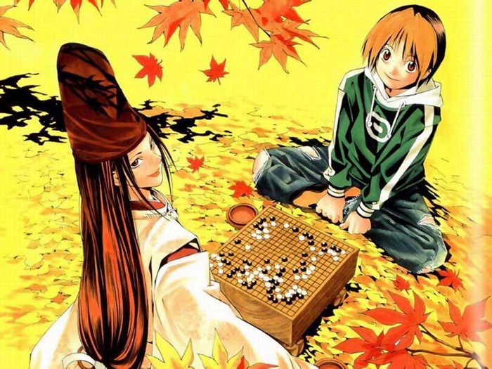 Hikaru no Go: Fujiwara no Sai and Shindou Hikaru playing Go