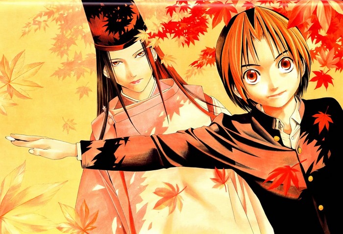 Hikaru no Go illustration featuring Shindou Hikaru and Fujiwara no Sai