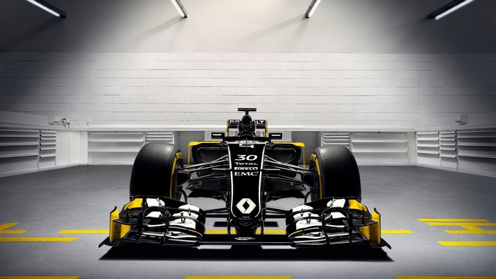 Renault Formula 1 car in a garage