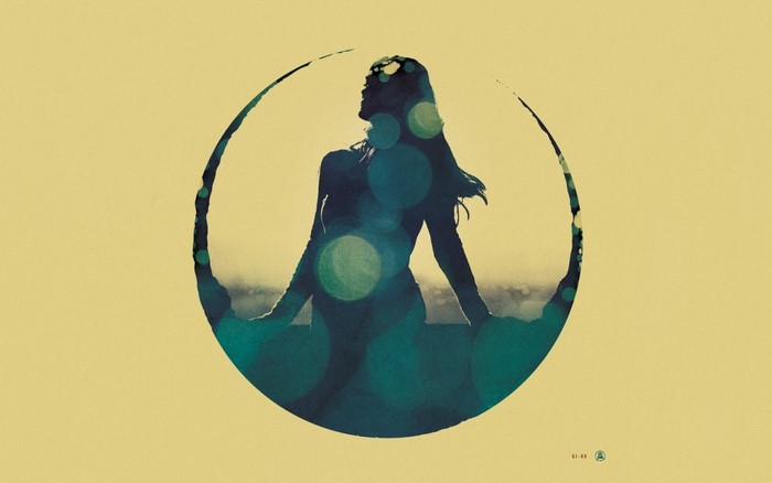 Silhouette of a woman in a circle