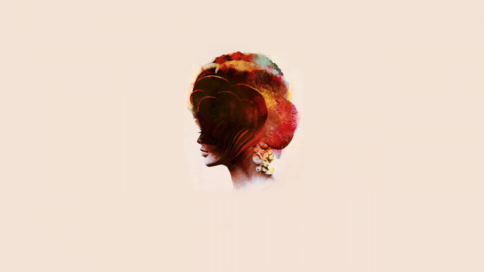 Artwork of a woman with a floral headdress