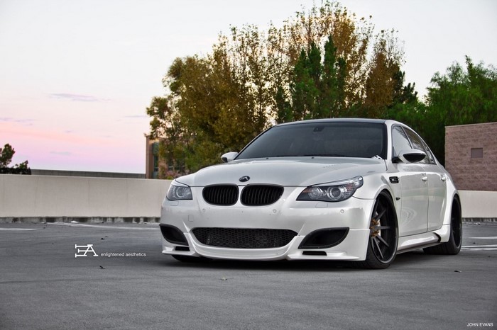 White BMW M5 Sedan with Black Rims