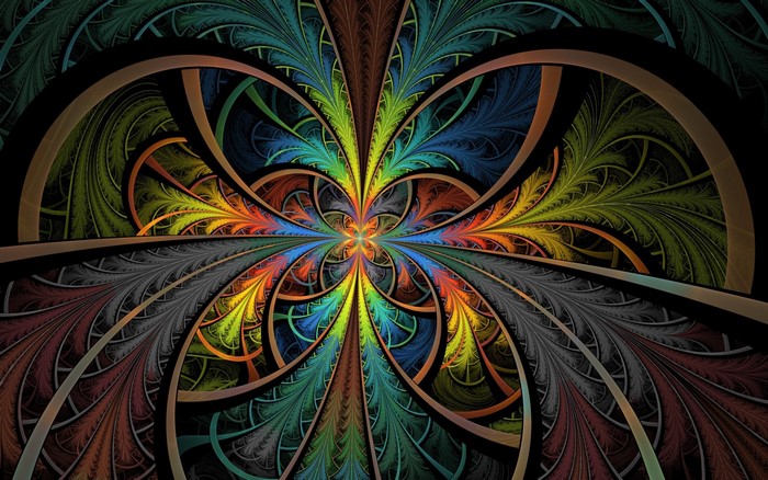 Colorful fractal art with symmetry and intricate patterns