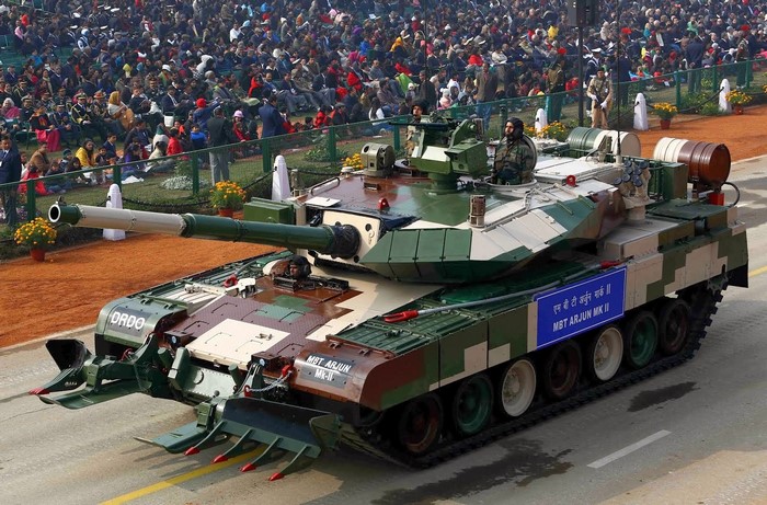 Arjun MKII MBT tank in parade with crowd