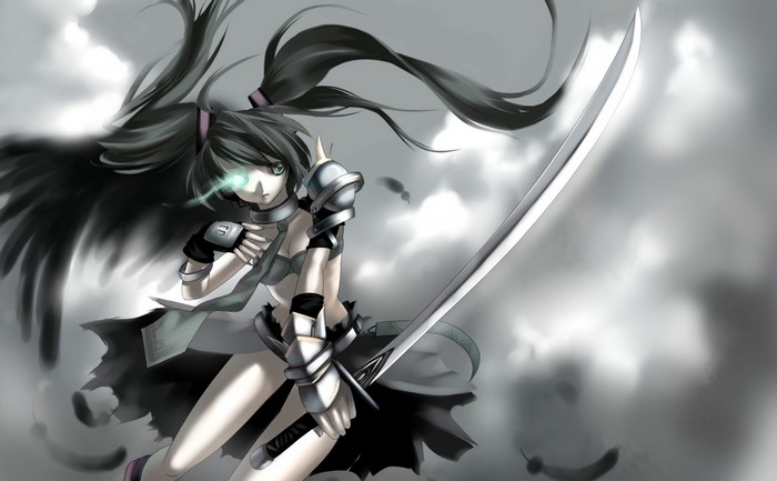 Anime girl with black hair and sword