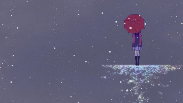 Iki Hiyori from Noragami with an umbrella in the snow