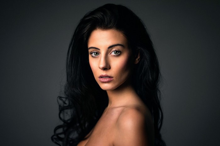 Woman with long black hair, portrait