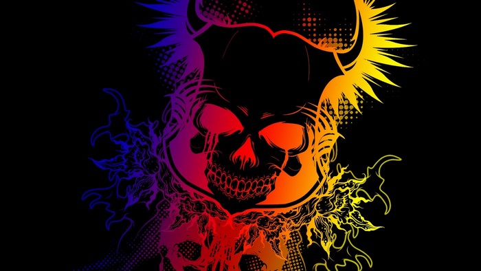 Colorful Gradient Devil Skull Illustration