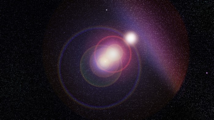 Space galaxy with stars and lens flare