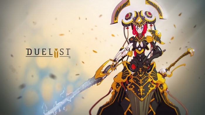 Duelyst character with ornate armor and weapons