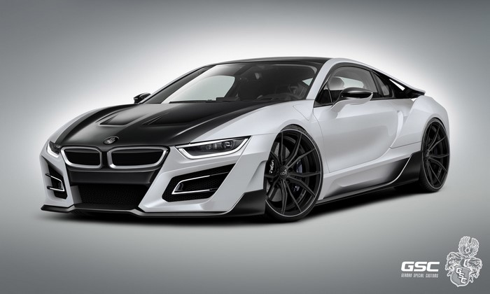 White and black BMW i8 sports car