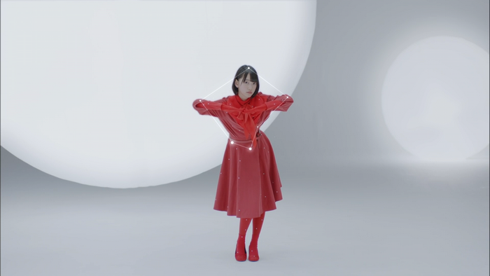 Asian woman in red dress performing arts