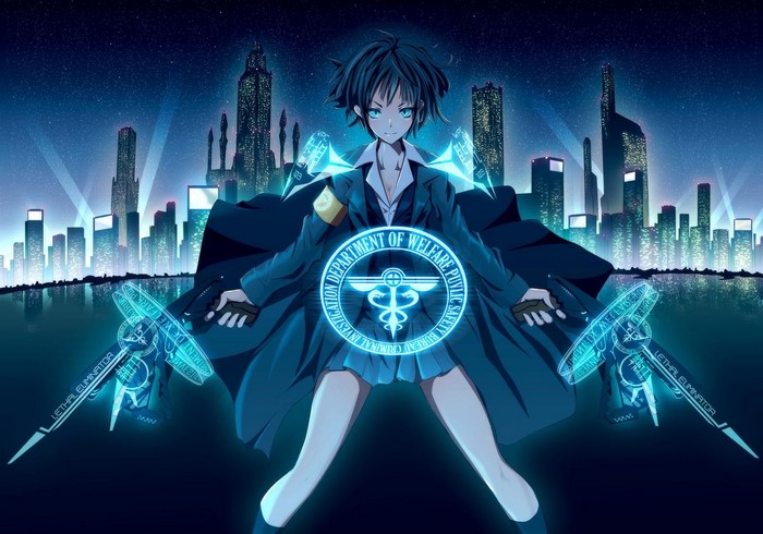 Akane Tsunemori from Psycho Pass in a city at night