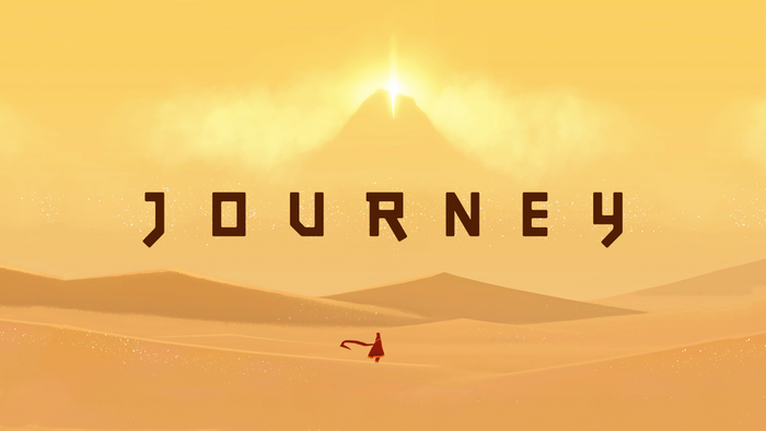 Journey game title over a desert landscape
