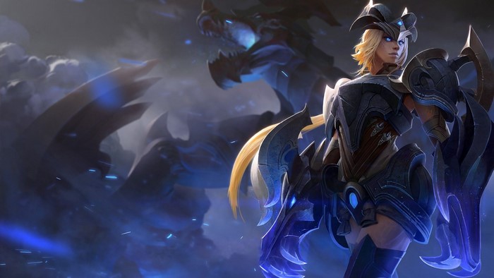 Shyvana from League of Legends with a dragon